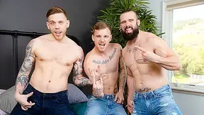 Nextdoor Buddies: Ryan, Mathias, and Steve Share a Wild 3-Way Anal Session