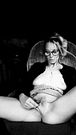 Rubbing Pussy in Black Open Crop N Skirt In BW - Full Video