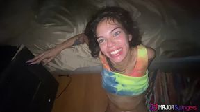 sexy latina sisi pesos gets a threesome bbc tag team fuck