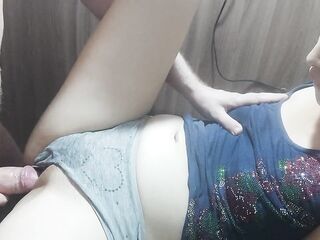 Keep Your Pants on so My Twat Is Still Taut, I Wanna Cum From Your Cum Inside.