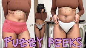 Fuzzy Peeks: Hairy Ebony Panty Fetish 4K