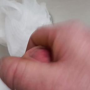 Tradesman cumming in customers body sponge puff