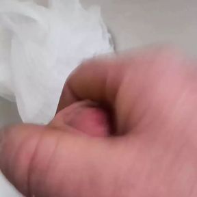 Tradesman cumming in customers body sponge puff