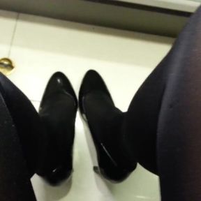 Black Patent Pumps with Pantyhose Teaser 2