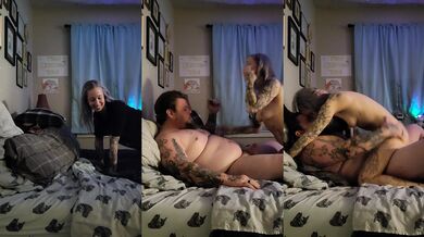 Tattooed wife rides big cock till he blows loads in her tight married pussy