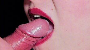 big close up - a stream of sperm deep in the throat