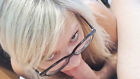 Nerdy step mom finally gives me a Blowjob