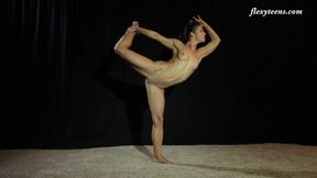 Fit gymnast Eva Rakova bends over in acrobatic porn