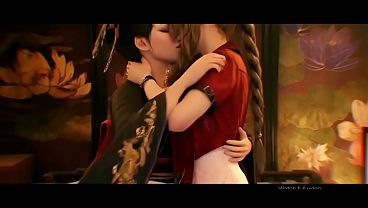 Aerith x Madam M. Lesbian kissing (Final Fantasy VII/AI generated)