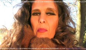 sexy amateur brunette granny in fur coat