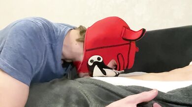 Russian puppy sucks deepthroat big cock