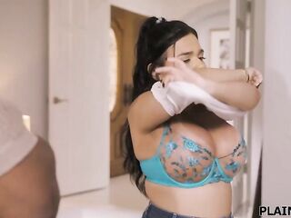 Actions have consequences and busty teen Summer Col is about to check out.Her neighbor takes out his big black schlong and is plan to fuck the latina