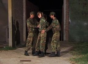 Great military gay gang bang scene
