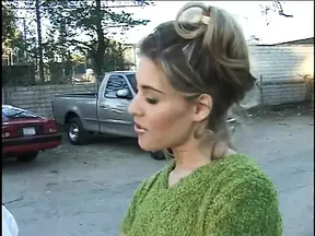 Eager blonde college girl sucks cock on the couch