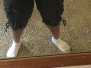 Long jerkoff session ends with load on mirror