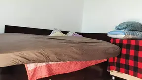 Sexy mom has fun trying on and cutting dresses  Sexy wife dancing naked in the house