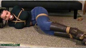 Nadia-White-Turtleneck-Jeans-Ballgag-Knee-Boots-HD-WMV