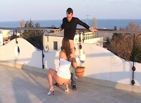 Stunning brunette gets ass fucked by airplane pilot