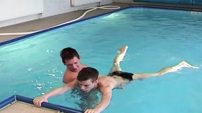 A swimming lesson when dicks get stiff