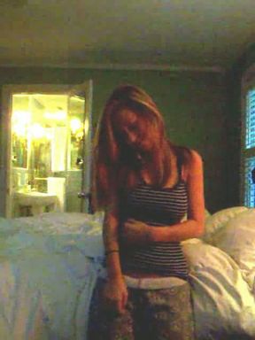 Very busty blonde girl talks with her boy on phone and strips for me