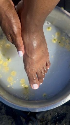 Goddess Foot Bath ASMR Natural Sounds & Wet Feet in the Sun