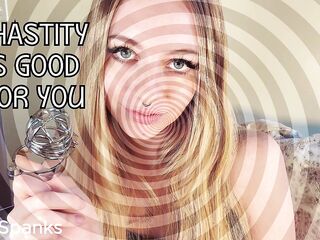 Mesmerizing Chastity Affirmations Lucy Spanks Golden-haired Femdom POV