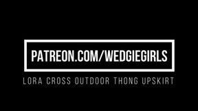 Lora Outdoor Voyeur Thong Upskirt