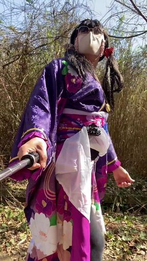 No132 Stray pee play in a kimono