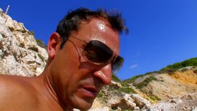 Chubby blonde gets pounded on a sandy beach