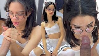 Blowketing's Petite Cheerleader Goes Deep for a Cum-Filled POV