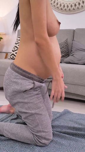 Big Preggo Belly MILF Stretching Her Flexi Body