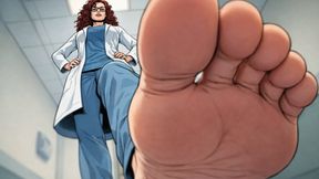 Experience the ultimate Foot Domination therapy with a stunning curly redhead Doctor!