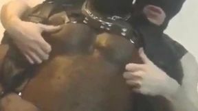 bdsm interracial: black muscle dominates submissive lad