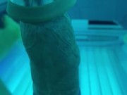 Cum fountain in tanning bed