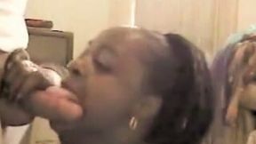 Ebony girlfriend sucking my big white dick balls deep