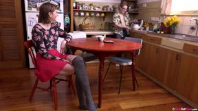 Horny dykes are playing with each others hairy pussy every time they are alone at home