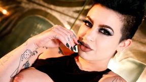 Awesome glamorous inked doll Kris Riot fucks with a sex toy