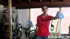 ”Latina housekeeper Jasmine Caro earns a bonus pay for fucking”