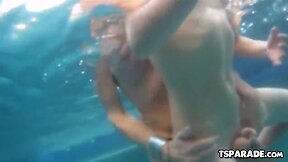 Tran babes having a pool wild party