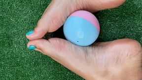 Playing with your balls in the middle of my pronounced arches (5)