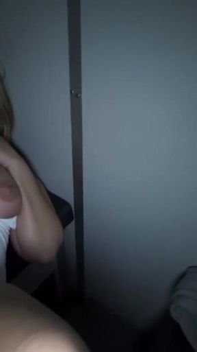 Fists and gapes pussy in adult theater