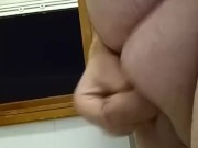 Chubby cum at open Windows