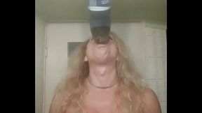 Drinking piss from botle