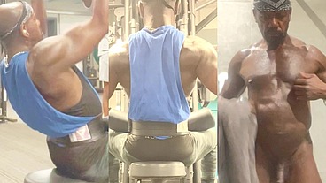 Sexy Edited lat workout and Sexy Flexing Black Muscle Short