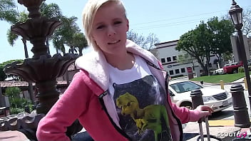 Petite blonde short hair Teen with big clit and small Tits Pick Up and talk to Fuck by older Guy