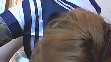 go crazy! she lick her pee on the floor and farts