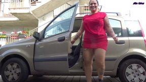 BOUNCING CAR IN RED DRESS