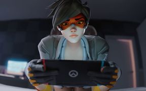 Tracer &amp; 3 Guys One by One - Blowjob, Anal &amp; Fuck While Playing Game 3D Overwatch Porn
