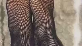 Sexy Asian With Small Feet and Long Toes in Black Fishnet