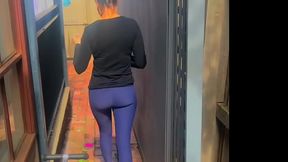 My wife the PE teacher in blue leggings